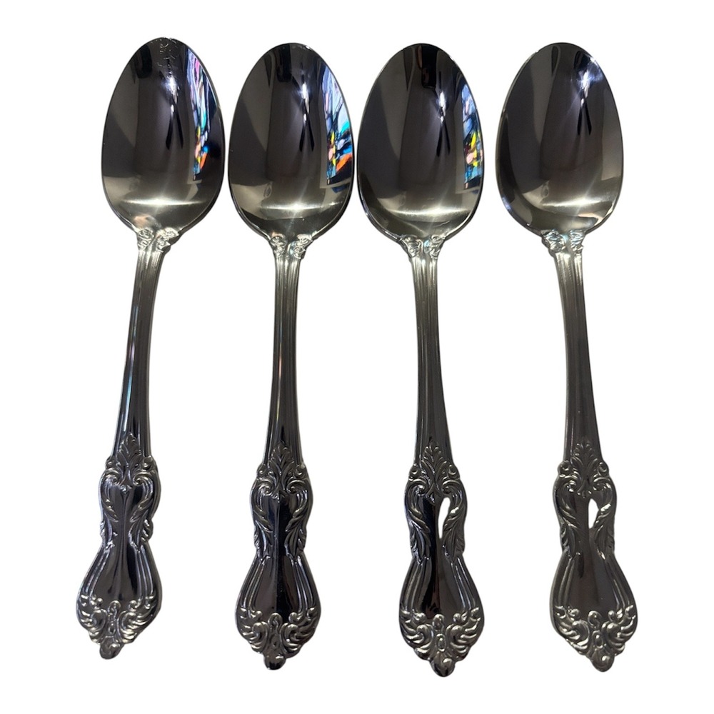 4 Reed & Barton Select MARLBOROUGH glossy 18/10 Stainless 6.25" Teaspoons